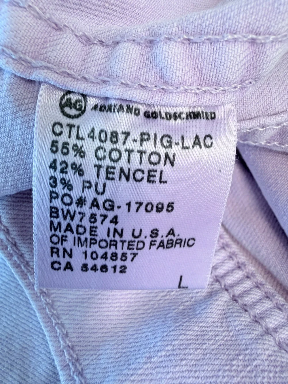 Adriano Golschmied Robyn Lavender Pastel Purple Stretch Classic Jean Jacket L